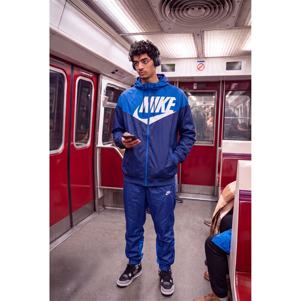 Nike Vintage Rare Windrunner GX1 Track Suit Nylon Jacket + Pants Blue Large